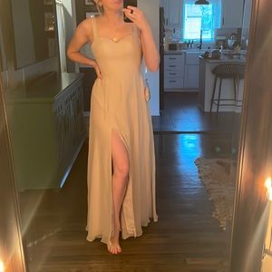 Azazie Nude/Champagne Bridesmaid Formal Dress